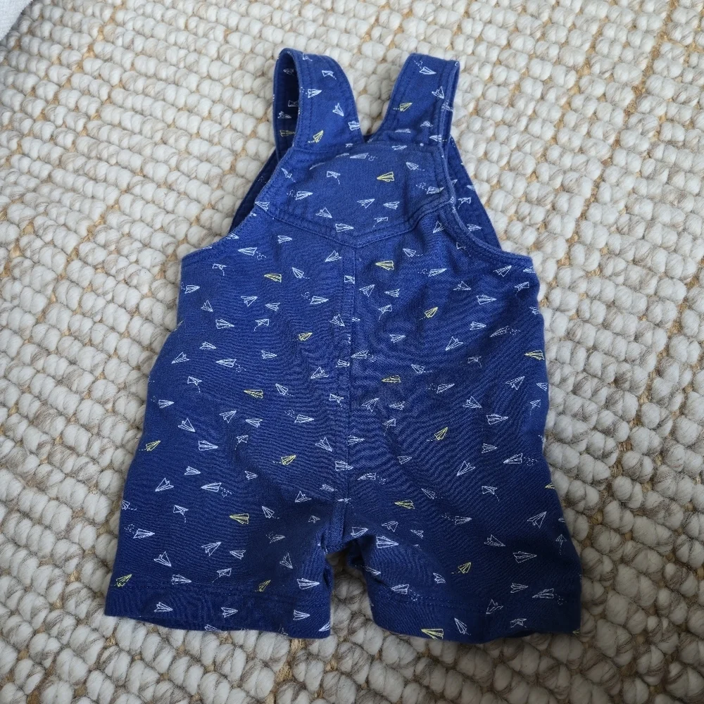 Carter’s Baby Boy Overalls 9 Mo Paper Airplane Farmer Cottage Bibs